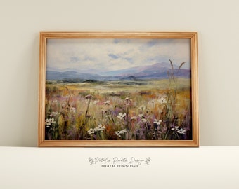 Vintage Wildflower Field Print Set: Farmhouse Spring Decor (Digital Download)