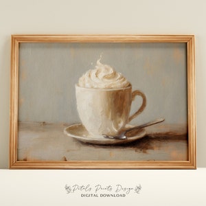 Christmas Wall Decor Printable Cocoa Still Life Painting, Rustic Christmas Art, Printable Xmas Decor-Print, Vintage Xmas Holiday Art Print