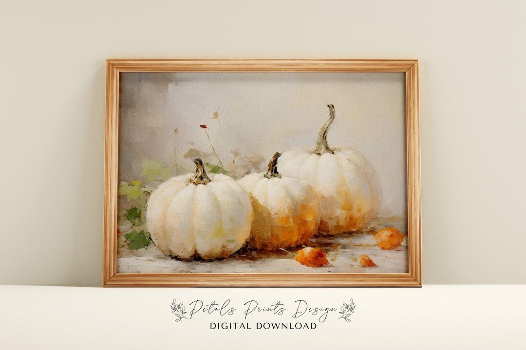 Fall Wall Decor Printable Pumpkin Still Life Painting, Rustic Fall Art ...