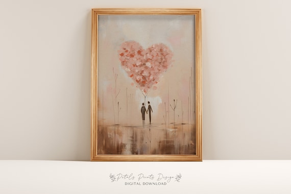 Watercolor Heart Valentine's Day Print: Romantic Couple Art (Digital Download)