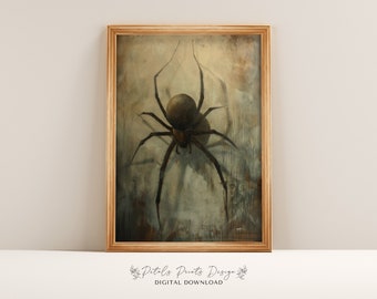 Vintage Spinnenbild: Rustikales Halloween Wandbild (Digitaler Download)