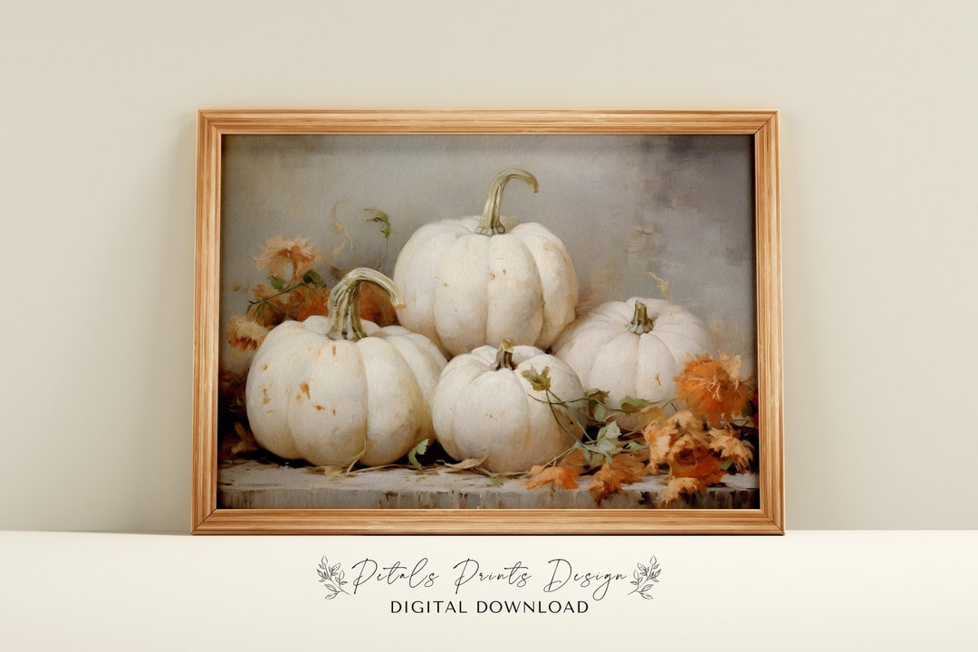 Fall Wall Decor Printable Pumpkin Still Life Painting, Rustic Fall Art ...