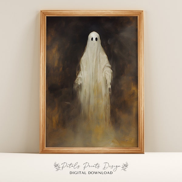 Halloween Wall Art Printable Halloween Rustic Halloween Decor Ghost Halloween Painting Vintage Ghost Painting Vintage Style Halloween Print