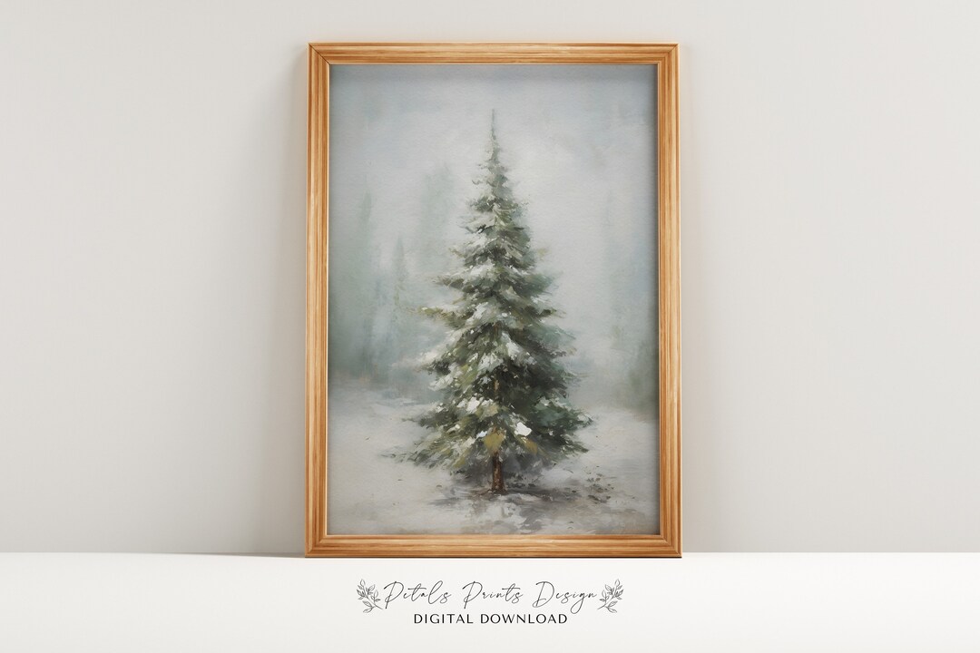 Christmas Wall Decor Printable Pinetree Decor Painting, Rustic ...