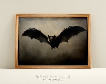 Vintage Bat Painting: Rustic Halloween Wall Art (Digital Download)