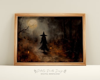 Vintage Witch Halloween Print: Rustic Witchy Decor (Digital Download)