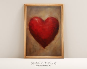 Vintage Red Heart Romantic Print: Valentine's Day Wall Art (Digital Download)