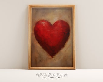 Valentines Day Red Pink Heart Print Valentine Printable Art Valentine Wall Art Watercolor Valentines Prints Romantic Red Heart Poster Sign