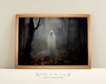 Vintage Ghost Painting: Rustic Halloween Decor (Digital Download)