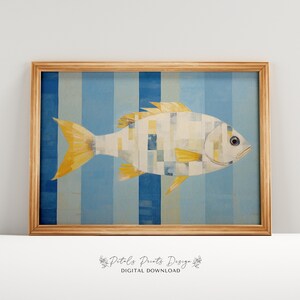 Vintage Beach Print, Abstract Coastal Painting, Trendy Wall Art, Retro Coastal Printable Wall Art, Blue Apartment Decor