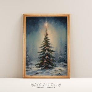 Christmas Wall Decor Printable Xmas Trees Decor Painting, Rustic Christmas Art, Printable Xmas Decor-Print, Vintage Xmas Holiday Art Print