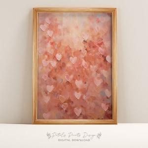 Valentines Day Red Pink Heart Print Valentine Printable Art Valentine Wall Art Watercolor Valentines Prints Romantic Red Heart Poster Sign