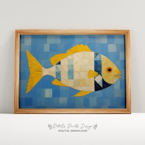 Vintage Beach Print, Abstract Coastal Painting, Trendy Wall Art, Retro Coastal Printable Wall Art, Blue Apartment Decor