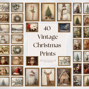 Gallery Wall Prints SET Christmas Printable Art Gallery Wall Rustic Xmas Collage Wall Art Vintage Christmas Style Art Set of 40 Xmas Prints