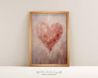 Valentines Day Red Pink Heart Print Valentine Printable Art Valentine Wall Art Watercolor Valentines Prints Romantic Red Heart Poster Sign