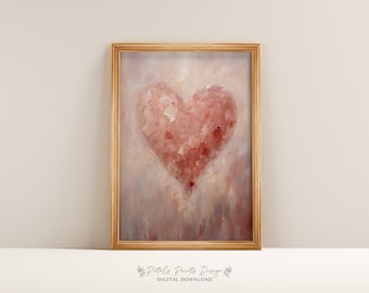Red Pink Heart Watercolor Print: Valentine's Day Wall Art (Digital Download)