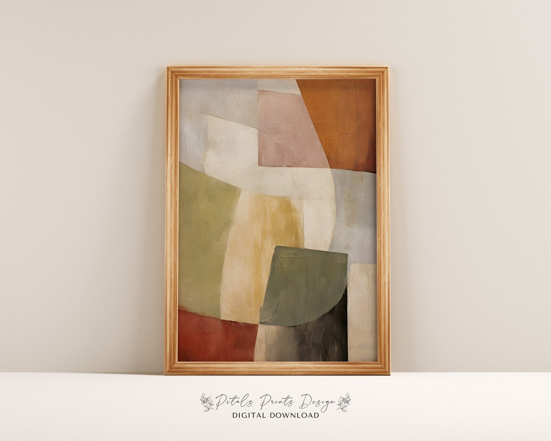 Modern Vintage Abstract Textured Printable Wall Art, Neutral Textured Art Prints, Digital