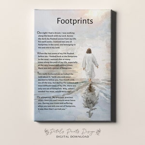 Footprints Poem Print: Watercolor Jesus, Good Shepherd (Digital Download) image 2