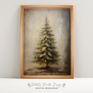 Christmas Wall Decor Printable Xmas Trees Decor Painting, Rustic Christmas Art, Printable Xmas Decor-Print, Vintage Xmas Holiday Art Print