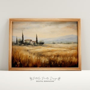 Neutral Country Printable Vintage Wall Art, Neutral Field Landscape Prints, Countryside Painting, Rustic Farmhouse Decor Art Print 2024