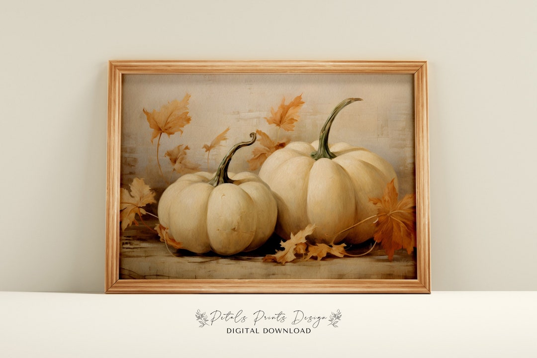 Fall Wall Decor Printable Pumpkin Still Life Painting, Rustic Fall Art ...