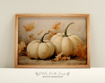 Pumpkin Still Life Painting: Rustic Autumn Wall Art (Digital Download)