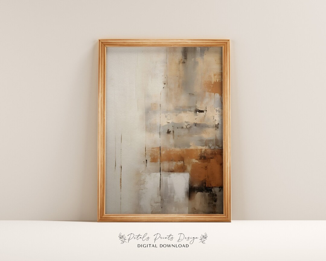 Modern Vintage Abstract Textured Printable Wall Art, Neutral Textured