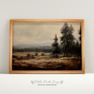 Neutral Country Printable Vintage Wall Art, Neutral Field Landscape Prints, Countryside Painting, Rustic Farmhouse Decor Art Print 2024
