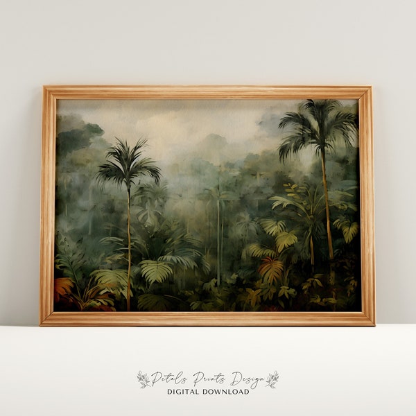 Printable Jungle Trees Decor, Palm Tree Art Print, Vintage Jungle Print, Printable Jungle Decoration, Safari Jungle Decor Art Print 2024