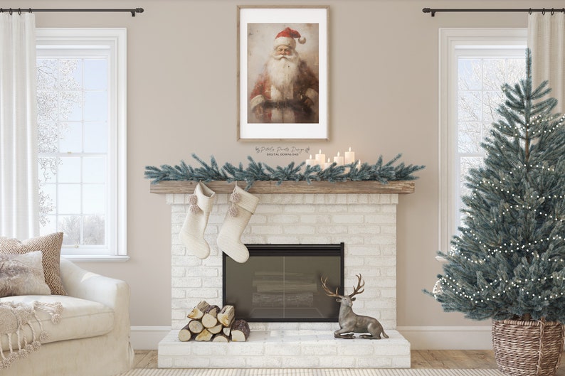 Vintage Santa Still Life Painting: Rustic Christmas Art (Digital Download) image 7