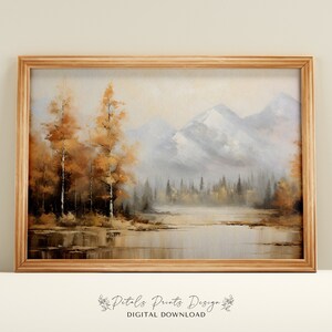 Rustieke herfstlandschapsprint: vintage boerderijmuurkunst (digitale download)