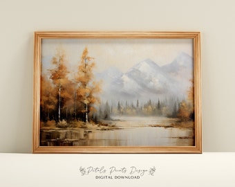 Rustic Autumn Landscape Print: Vintage Farmhouse Wall Art (Digital Download)