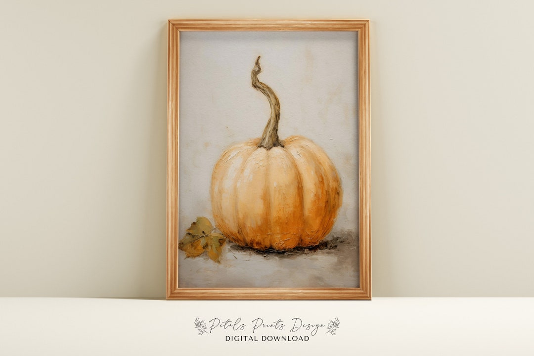 Fall Wall Decor Printable Pumpkin Still Life Painting, Rustic Fall Art ...
