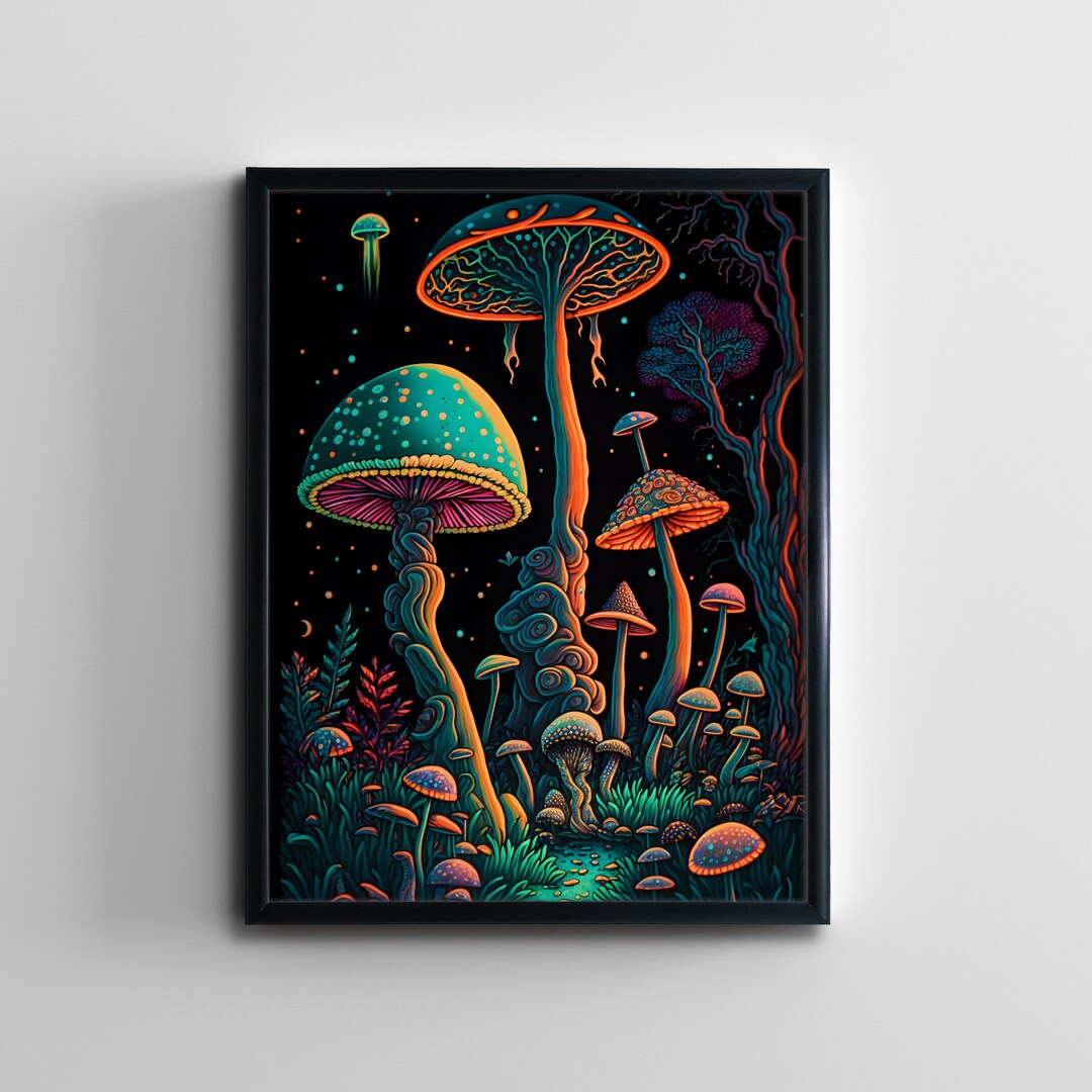 Psychedelic Mushroom Printable Wall Art Digital Mushroom Etsy