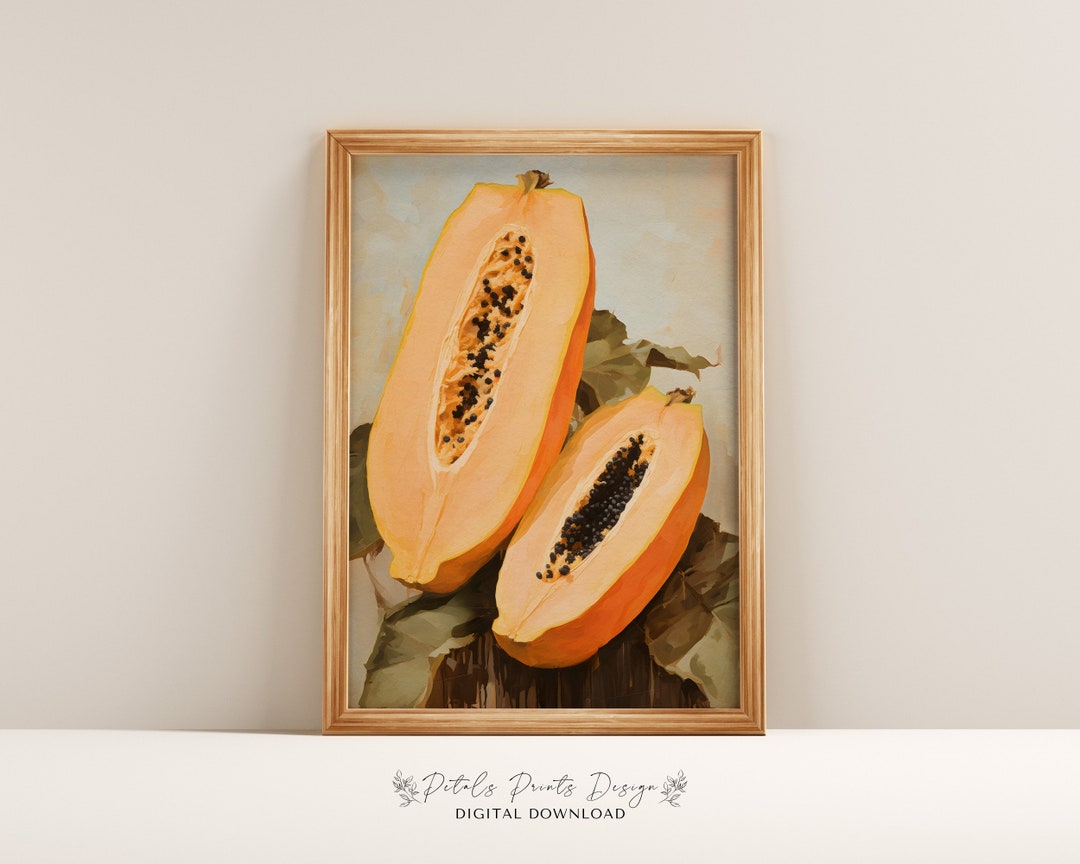 Printable Fruit Trees Decor, Palm Tree Art Print, Vintage Jungle Print