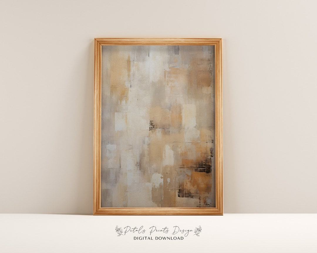 Modern Vintage Abstract Textured Printable Wall Art, Neutral Textured Art Prints, Digital