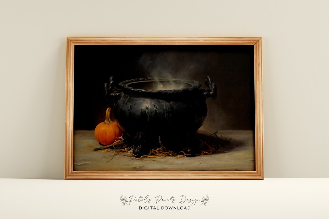 Vintage Witch Cauldron Halloween Art Print (digital Download) - Etsy