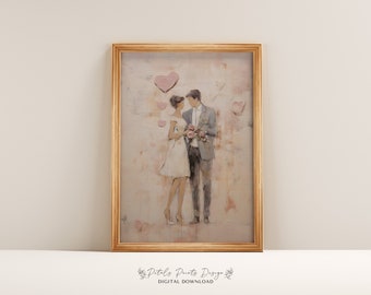 Watercolor Valentine's Day Heart Print: Romantic Couple Art (Digital Download)