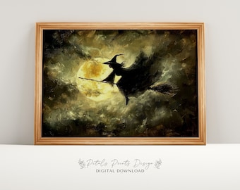 Vintage Witch Halloween Art: Rustic Witchy Decor (Digital Download)