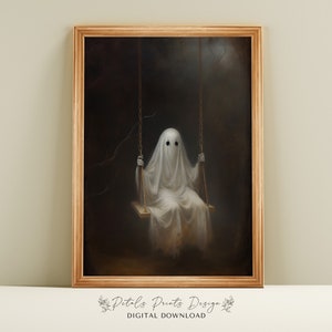 Arte de pared de Halloween imprimible Halloween rústico decoración de Halloween fantasma pintura de Halloween pintura de fantasma vintage estilo vintage impresión de Halloween