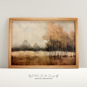 Neutral Country Printable Vintage Wall Art, Neutral Field Landscape Prints, Countryside Painting, Rustic Farmhouse Decor Art Print 2024