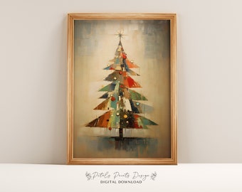 Vintage Christmas Tree Art Print: Rustic Holiday Decor (Digital Download)