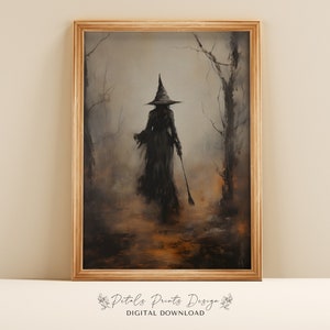 Witchy Decor Halloween Wall Art Printable Vintage Witch Halloween Rustic Halloween Decor Vintage Halloween Painting Vintage Halloween Print