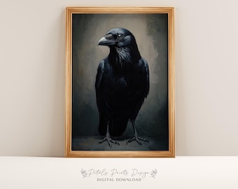 Halloween Raven Print: Vintage Dark Academia Wall Art (Digital Download)