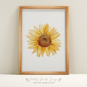 Sunflower Print Fall Decor, Sunflower Printable Wall Art, Sunflower Watercolour Painting, Fall wall art, Rustic fall Print, Fall Farmhouse