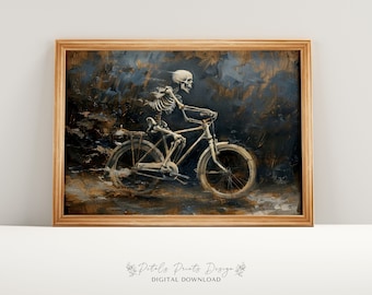 Vintage Halloween Skeleton Print: Rustic Spooky Wall Art (Digital Download)