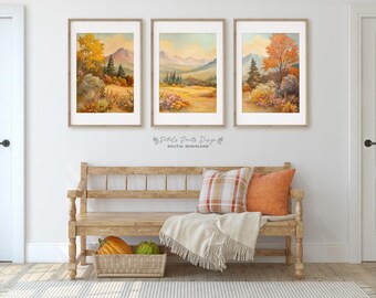 Rustikale Herbst Landschaft im Set: Vintage Bauernhaus Wand Kunst (Digitaler Download)