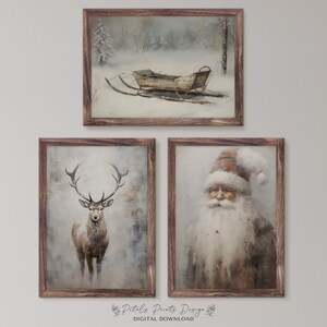 Gallery Wall Prints SET Christmas Printable Art Gallery Wall Rustic Xmas Collage Wall Art Vintage Christmas Style Art Set of 3 Xmas Prints