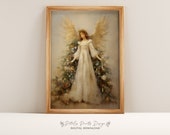 Vintage Angel Christmas Art Print: Rustic Holiday Decor (Digital Download)