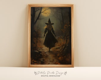 Vintage Witch Halloween Print: Rustic Witchy Decor (Digital Download)